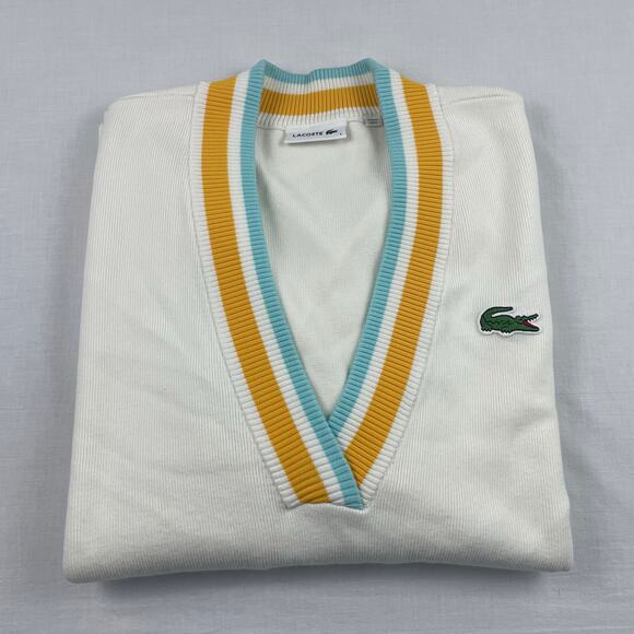 Lacoste Women's Low V-Neck Loose Fit Sweater, Size L - Picture 11 of 11